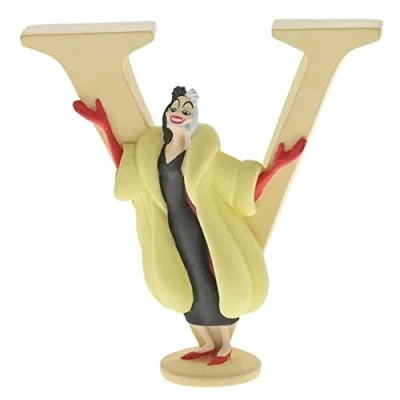 Imagen de Enchanting Disney , Figura De Cruella Vil &quot;101 Dalmatas&quot; y letra &quot;V&quot;, Para coleccionar, Home Deco, Enesco