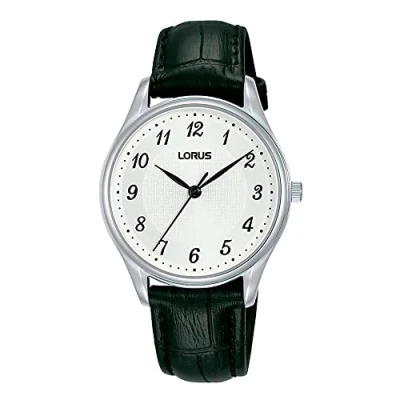 Imagen de Lorus Reloj Analógico de Cuarzo para Mujer con Pulsera Piel y Metal, Negro/Plata