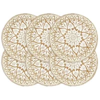 Imagen de vidaXL 6X Manteles Individuales Redondos Yute Mantelería del Hogar Ropa de Casa Cocina Suaves al Tacto Cómodos Piezas Únicas Prácticas Blanco 38cm