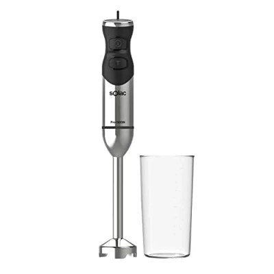 Imagen de Solac BA5610 Pro 1500 batidora de mano, 1500W, varilla anti salpicaduras, varias velocidades, función turbo, incluye vaso medidor, 4 cuchillas INOX, ergonómica, acero inoxidable