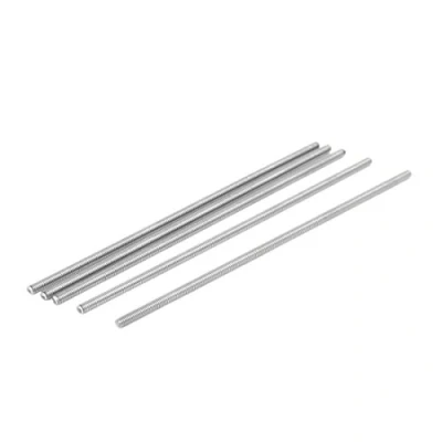 Imagen de sourcing map Espárragos de barra varilla completamente roscados acero inoxidable 304 M4 x 150 mm tono plateado 5 piezas
