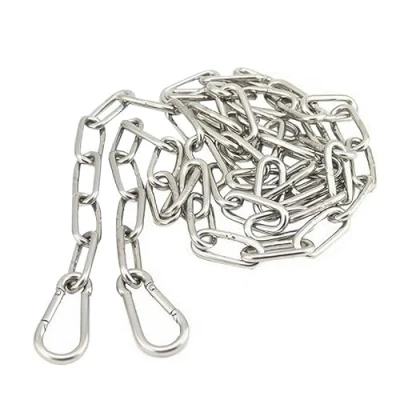 Imagen de cadena de eslabones largos acero inoxidable para perro, arrastre mascotas, tendedero con dos ganchos a presión 2/3/4/5/8/10 m (longitud 2 m)