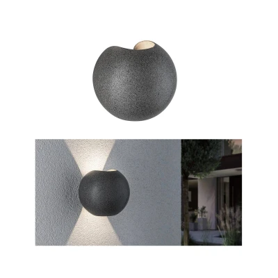 Imagen de Paulmann 94499 Luminaria exterior LED Concrea IP44 incl. 2x5,5 W, apliques exteriores, arenisca negra, iluminación para jardín, hormigón, 3000 K