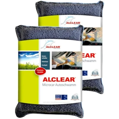 Imagen de ALCLEAR 950014 Esponja para automóviles Microcar,set de 2,microfibra evitar los cristales empañados,cuidado del coche,limpiacristales,antracita y azul