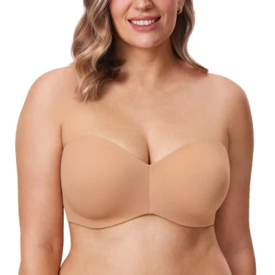Imagen de DELIMIRA Mujer Sujetador Apoyo Invisible Sin Tirantes con Aros Apenas pulir 100C