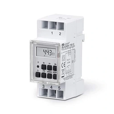 Imagen de Conecto cc50204 interruptor horario digital para riel superior montaje en panel, pantalla lcd, 10 programas de conmutaciós, verano + temporizador 12/24h, clase protección ip20, 3600w.