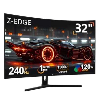 Imagen de Z Edge Monitor Gaming Curvo 32&#039;&#039; 240 Hz, 1ms, 1080P, FreeSync, Pantalla PC Bisel Ultra Fino, 1500R VA, Inclinación Ajustable, 2* HDMI 2.0 &amp; DP 1.4, RGB Luz de Respiración(Cable Incluido)