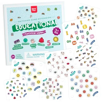 Imagen de Nene Toys 24 Patrones Temáticos para Ampliación del Juego de Memoria Ladybug&#039;s Tarjetas con Imágenes Números, Letras, Animales y Partes Cuerpo Diferentes Niveles Dificultad