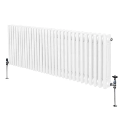 Imagen de Radiador Tradicional Horizontal de 3 Columnas 600mm x 1462mm Blanco Acero Montado en pared Kit fijación y soportes + Cepillo limpieza GRATIS Calefacción estufa calefactor
