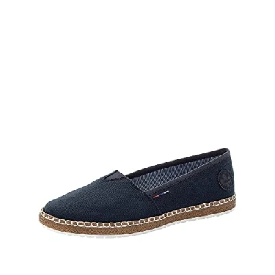 Imagen de Rieker Mujer Alpargatas M2278, señora Zapatos Planos,Zapatos Bajos,Zapatos de Verano,Zapatillas,Trenzados,marítimos,Azul (Blau / 14),40 EU 6.5 UK