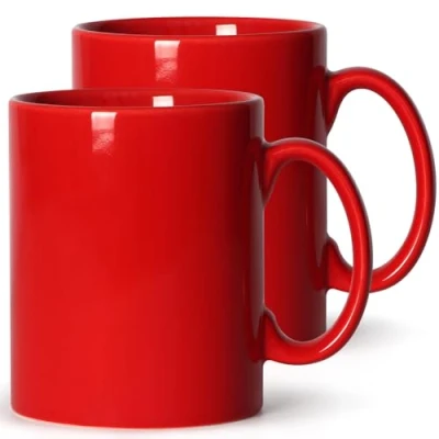 Imagen de SHOWFULL Juego de 2 tazas café extragrandes, 22 onzas, cerámica suave, gran capacidad y asa grande, para papá hombre, rojo