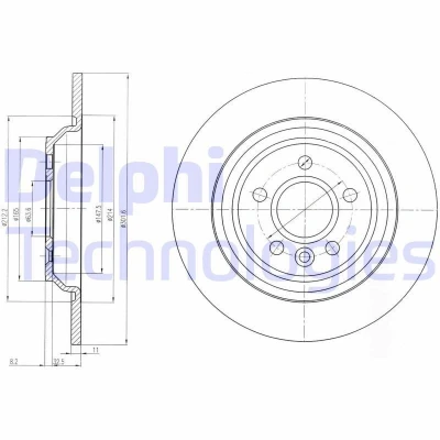 Imagen de DELPHI BG4239C Disco de freno 302 11 5 macizo revestido altamente carbonizado sin cojinete rueda, anillo sensor ABS VOLVO: V60 I, S80 II, S60 II