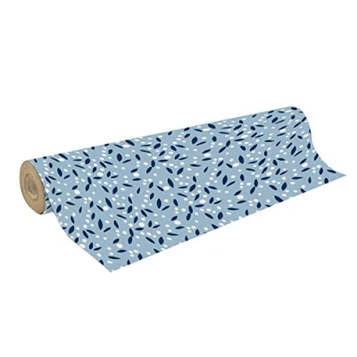 Imagen de Clairefontaine 223859C Bobina de Papel Kraft en bruto reciclada Tamaño: 50 x 70 cm g Patrón: pétalos azules reciclado, para embalaje regalo, bricolaje, ocio creativo