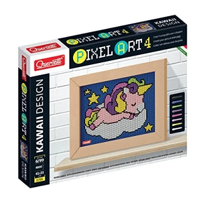 Imagen de Quercetti Unicorn 0795 Pixel Art 4 Kawaii Design Unicornio, Juego Creativo con Clavos para niños, Multicolor (4800)