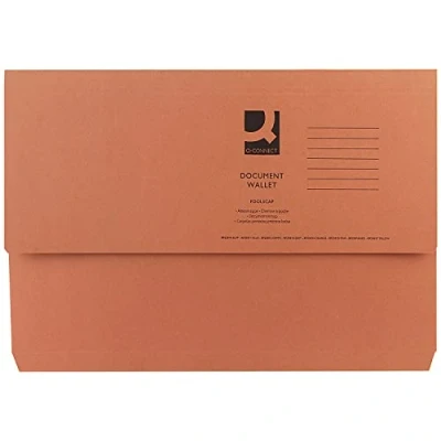 Imagen de Q Connect Carpeta portadocumentos con solapa (50 unidades, para documentos de tamaño A4 y folio, 285 g/m²), color naranja