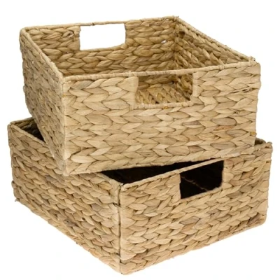 Imagen de HMF cesta de almacenamiento, trenzada jacinto agua algas marinas, juego 2, apto para Kallax medio compartimento, 30 x 34 15 cm