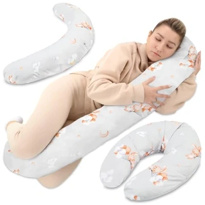 Imagen de Totsy Baby Almohada Embarazada XXL para Dormir de Lado cojin y Lactancia Larga con Funda 190 cm Conejo