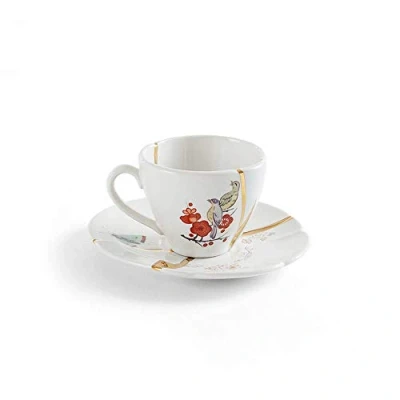 Imagen de Seletti Kintsugi Taza de té con platito porcelana y oro 24 quilates mod.2