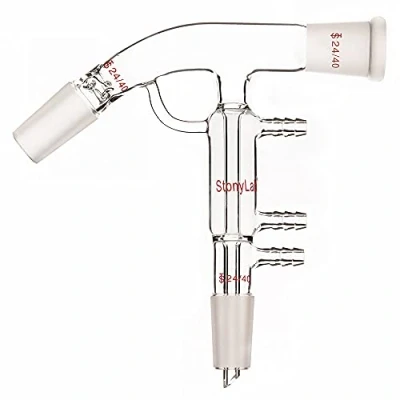 Imagen de stonylab Cabeza de Destilación Vidrio Camino Corto, Borosilicato Short Path Aparato con Joint 24/40 y Mangueras, para Laboratorio