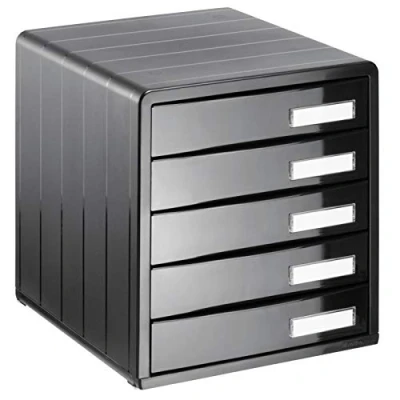 Imagen de Rotho Timeless Cajón / caja de oficina con 5 cajones, Plástico (PS) sin BPA, antracita, (34.5 x 29.0 32.0 cm)