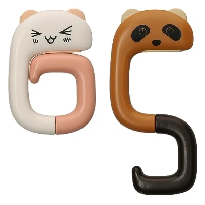Imagen de kwmobile Ganchos de Bolso para Mesa 2X Colgador portátil con Gancho Abrigos Bolsos Paraguas MAX. 15 kg Diseño Animales Antideslizante