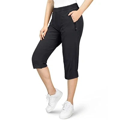 Imagen de 33,000ft Pantalones 3/4 para mujer, exterior, elásticos, de secado rápido, tiempo libre, Negro , 38