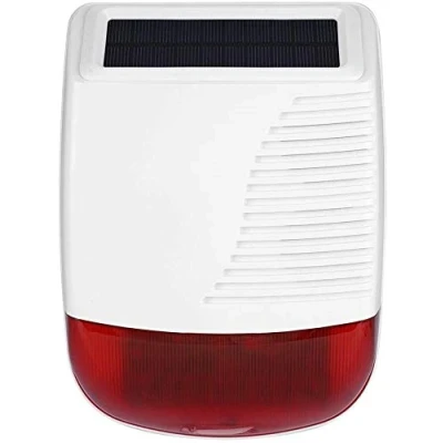 Imagen de TECPEAK Sirena de Alarme, Exterior Solar con luz Intermitente LED Que Funciona Sistema Alarma