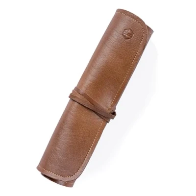 Imagen de Angus Stoke Rollo de Cuchillo Chef Cuero Genuino 7 Ranuras Steve Bolsa Cuchillos (7 Compartimentos, Marrón)