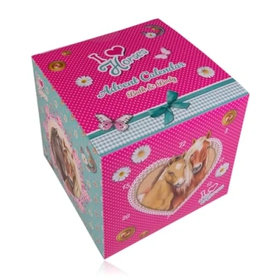 Imagen de AccentraCalendario de Adviento bienestar 2024 para chicas con diseño caballo 24 ProductosCalendario belleza contiene loción corporal, bombas baño, gel ducha, y másCalendario juvenil