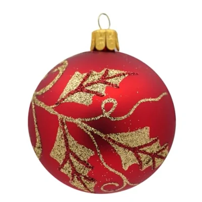 Imagen de Ornex Set ornamentali (Ø 7cm) in vetro soffiato e decorato a Mano per Albero di Natale Decoraciones de Vidrio soplado, Cristal, Rojo Dorado, 3 sfere Ø 7 cm,