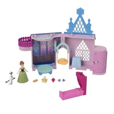 Imagen de Disney Frozen Storytime Stackers Castillo de Arendelle Anna Conjunto juego, casa muñecas con muñeca pequeña, Olaf y siete accesorios, inspirada en las películas Disney, JDP65