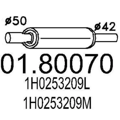 Imagen de MTS 01.80070 Silenciador Intermedio 600 VOLKSWAGEN: GOLF 3, Vento, 3 Variant