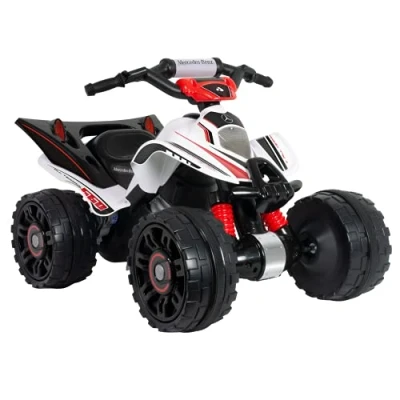 Imagen de INJUSA Quad Eléctrico Mercedes Benz ATV, Coche para Niños de 2 a 5 años, Batería 12V, Pedal Acelerador, Cambio Marchas y Freno, Velocidad Máx 6 km/h, Color Blanco