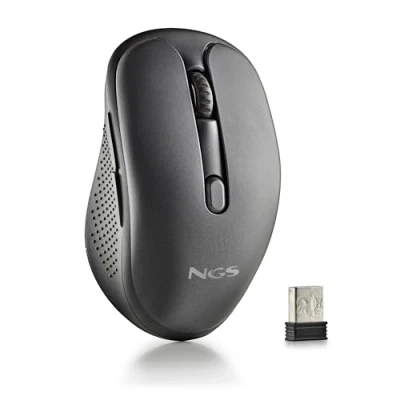 Imagen de NGS EVO Peep Ratón Láser Inalámbrico Recargable, Multimodo 2,4 GHz + Bluetooth 5.1, USB A, Botones Silenciosos, DPI Ajustable 1200/1600/2400/3200, Ergonomía Diestros, Sensor