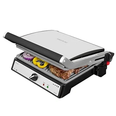 Imagen de Cecotec Parrilla Eléctrica Rock?nGrill 2400 UltraRapid de 2400W Potencia, Revestimiento Piedra RockStone, Apertura 180º y Placa Superior Flotante.