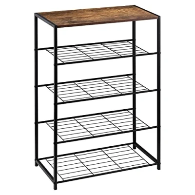 Imagen de WOLTU Banco para Zapatos de Metal con Asiento Madera, Estante 4 Niveles 12 Pares Zapatos, Recibidor, Entrada SR0088dc