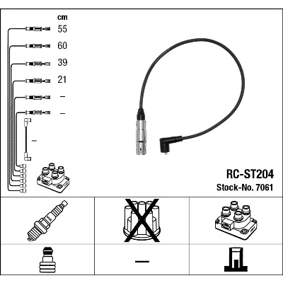 Imagen de NGK 7061 Juego de Cables Encendido 4 SEAT: Leon I Hatchback, Toledo 2 Limousine