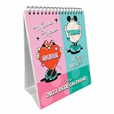 Imagen de Pyramid International Disney Mickey Mouse &amp; Minnie Calendario 2023 de escritorio con vista mensual 15 cm x 19 Producto oficial