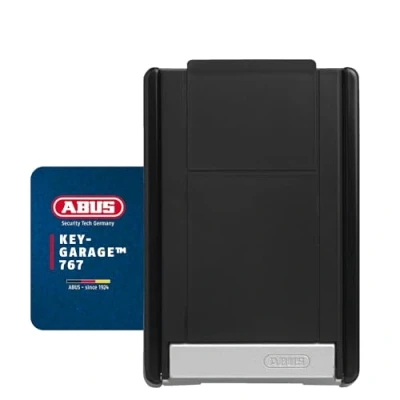 Imagen de ABUS KeyGarage 767 Caja para llaves con soporte montaje en pared código de llave o pequeños objetos valor negro plata