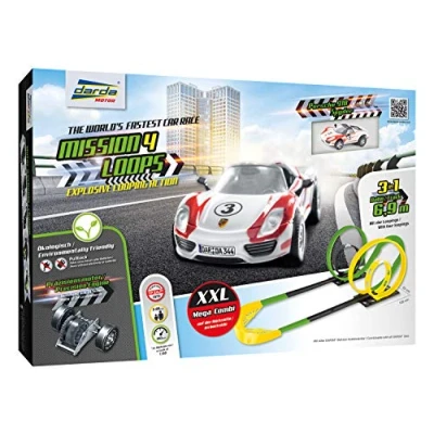 Imagen de Darda Porsche Mission, Pista Aprox. 6,90 Metros, ferrocarril con 4 bucles, 1 Curva empinada y 1, Juego de Coche Carreras para niños a Partir 5 años, Color Loops (SiMM Spielwaren GmbH 50255)