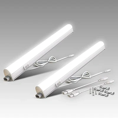 Imagen de B.K.Licht Juego de 2 Regleta LED bajo armarios y cabinetes, luz blanca neutra, iluminación mueble con interruptor luz, 4W, 4000K, 400lm, color blanco
