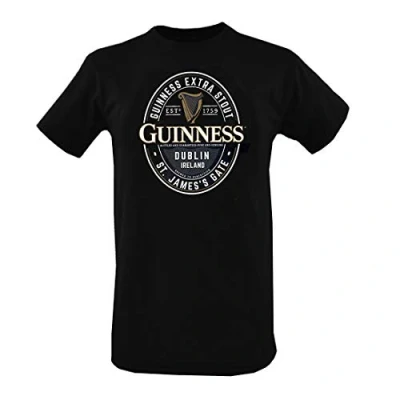 Imagen de Guinness Impresión de Etiquetas en inglés Camiseta Camisa, Negro, XL para Hombre