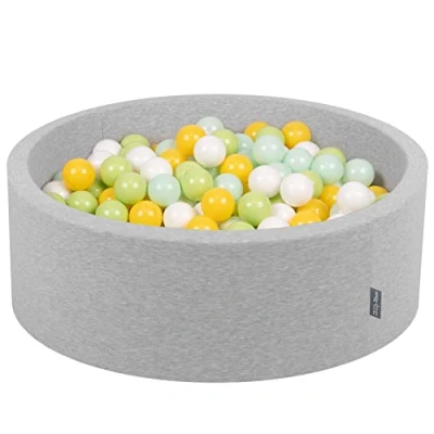 Imagen de KiddyMoon 90X30cm/200 Bolas Piscina De para Ninos Hecha En La UE, Gris Clr:Blanco/Menta/Verde Claro/Amarillo