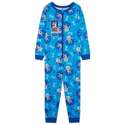 Imagen de Bluey Larga Mono con Manga, Pijama de Una Pieza para Niño Regalos Niños (Azul, 2 3 Años)