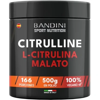 Imagen de Bandini® L citrulina Malato en polvo 2:1 500g, 3g para dosis diaria, fórmula de malate una proporción 2:1, perfecto entrenamientos alta intensidad, insípido, vegano