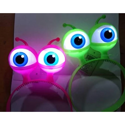Imagen de Diadema con luz LED diseño de ojos parpadeantes alien, color rosa
