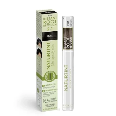 Imagen de Naturtint Instant Root Retouch Retocador Temporal. Cubre Raíces y Canas al Instante Práctico Cómodo con Cepillo 98,5% Ingredientes Naturales Light Brown 10 ml