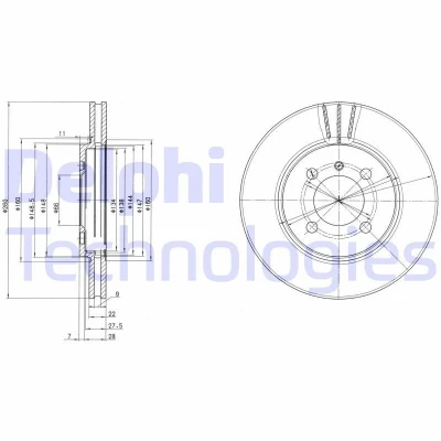 Imagen de DELPHI BG2347 Disco de freno 260 22 4 ventilado aceitado sin procesar cojinete rueda, anillo sensor ABS BMW: 3 Cabrio, Berlina, Touring