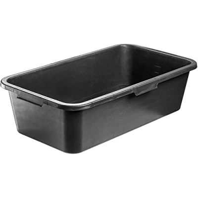 Imagen de KADAX bandeja de mortero, mortero para construcción, cemento cuadrada plástico, caja negra, cubo hormigón estable con asas, comedor (40 L)