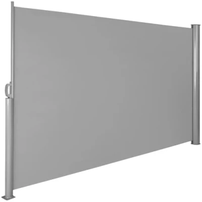 Imagen de tectake® Toldo Lateral Retráctil, Separador de Ambientes Exterior, Tela Impermeable 240g/m², Protección Solar, Viento, Privacidad, Toldos Exterior Terraza, Biombo 180x300cm Gris